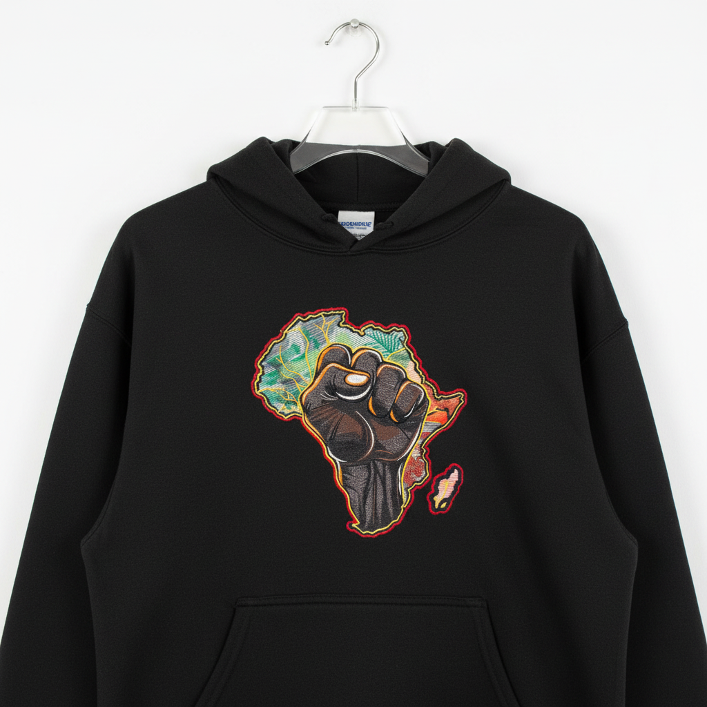 African Pride Machine Embroidered Hoodie – Hand Finished in Dubai | EmbroMania