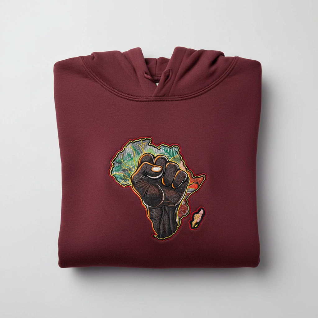 African Pride Machine Embroidered Hoodie – Hand Finished in Dubai | EmbroMania