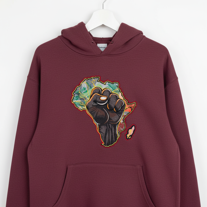 African Pride Machine Embroidered Hoodie – Hand Finished in Dubai | EmbroMania