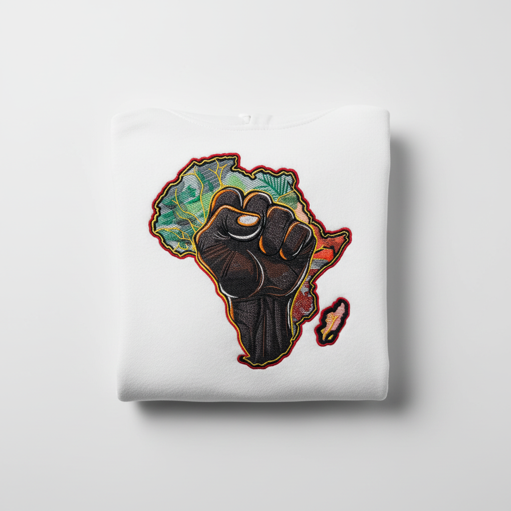 African Pride Machine Embroidered Hoodie – Hand Finished in Dubai | EmbroMania