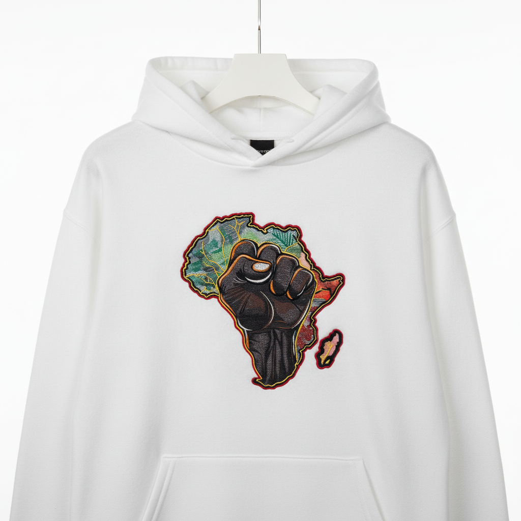 African Pride Machine Embroidered Hoodie – Hand Finished in Dubai | EmbroMania
