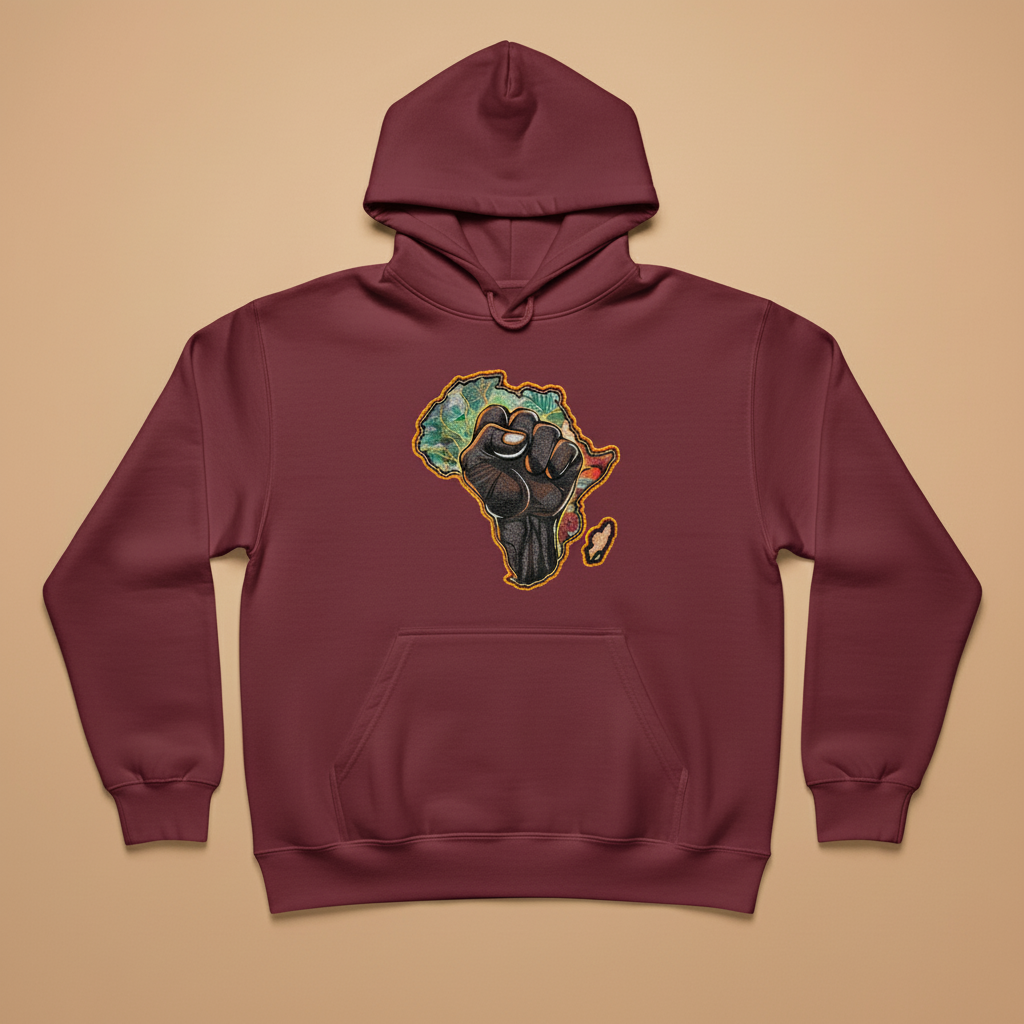 African Pride Machine Embroidered Hoodie – Hand Finished in Dubai | EmbroMania