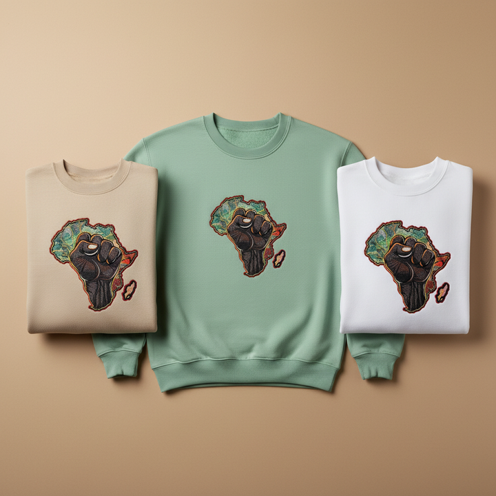 African Unity Fist — Embroidered Sweatshirt | Original EmbroMania Design
