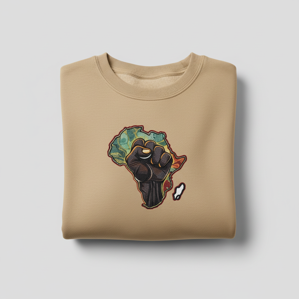 African Unity Fist — Embroidered Sweatshirt | Original EmbroMania Design