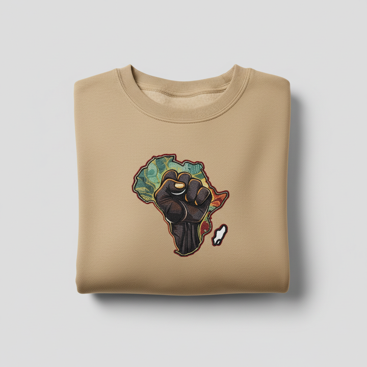 African Unity Fist — Embroidered Sweatshirt | Original EmbroMania Design