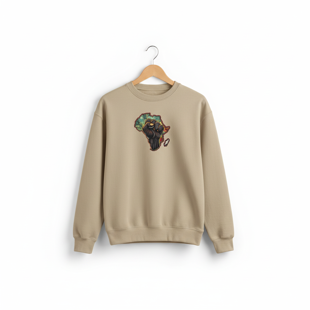 African Unity Fist — Embroidered Sweatshirt | Original EmbroMania Design