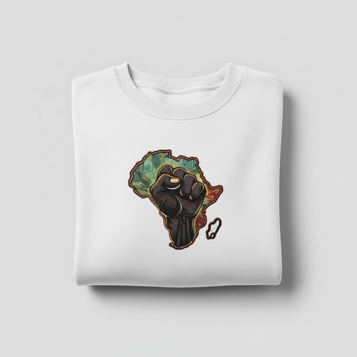 African Unity Fist — Embroidered Sweatshirt | Original EmbroMania Design