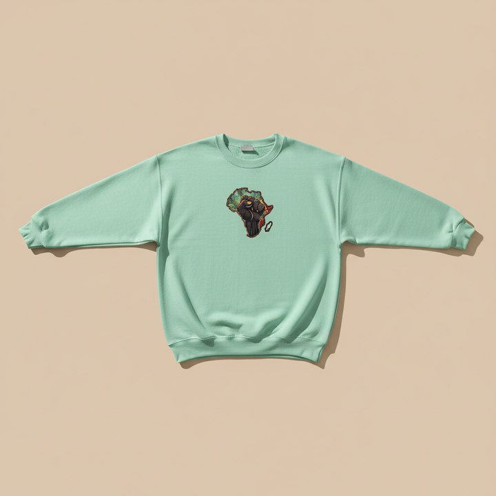 African Unity Fist — Embroidered Sweatshirt | Original EmbroMania Design