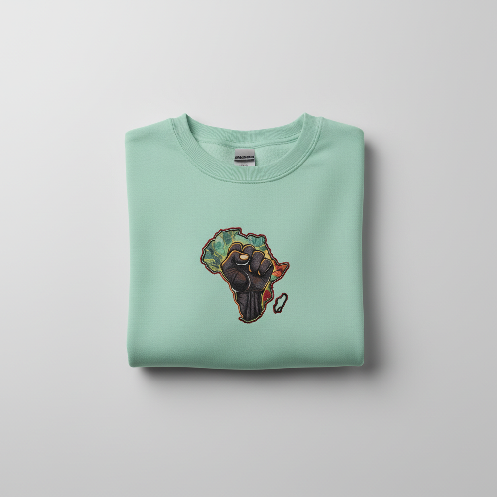 African Unity Fist — Embroidered Sweatshirt | Original EmbroMania Design