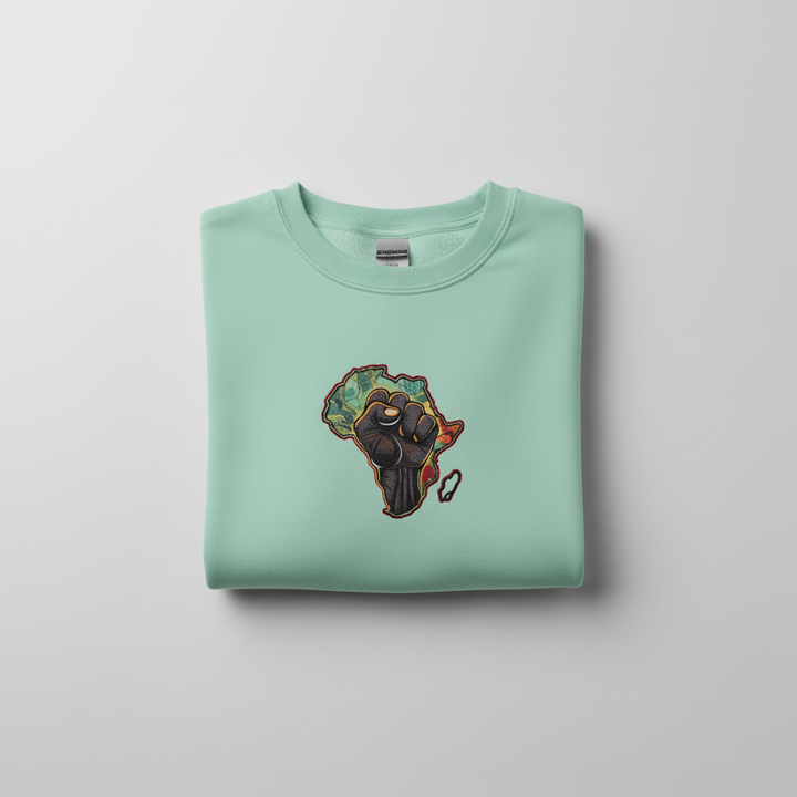 African Unity Fist — Embroidered Sweatshirt | Original EmbroMania Design