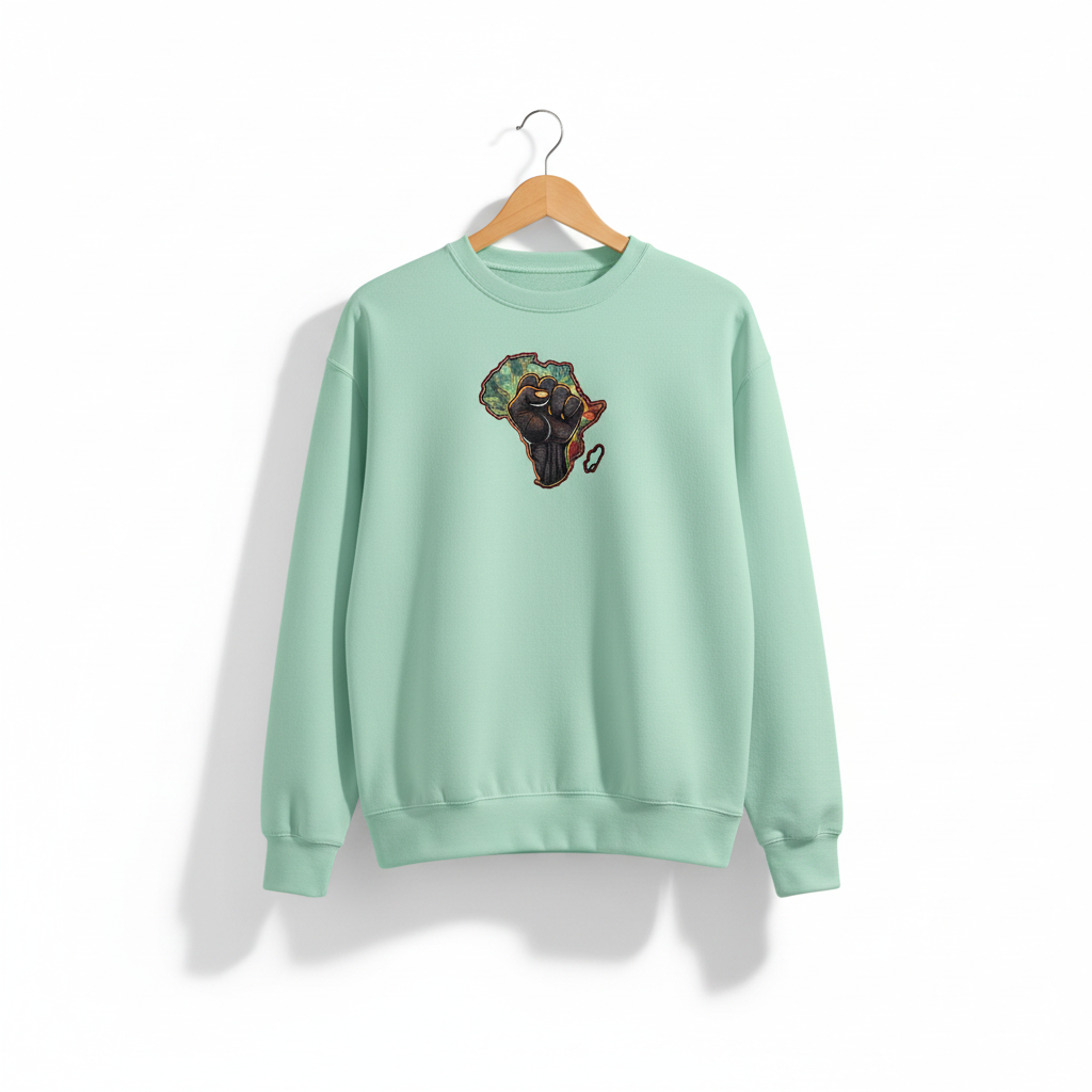 African Unity Fist — Embroidered Sweatshirt | Original EmbroMania Design