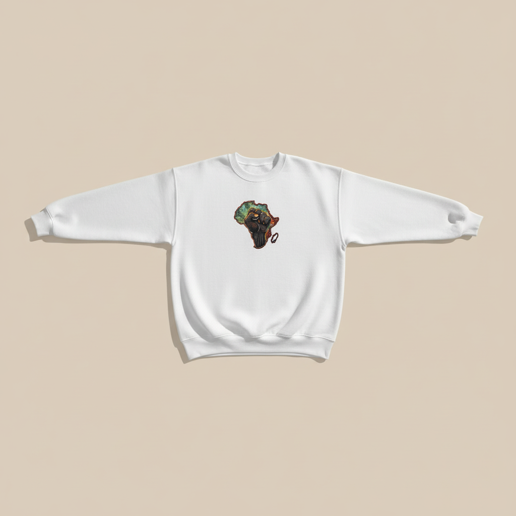 African Unity Fist — Embroidered Sweatshirt | Original EmbroMania Design