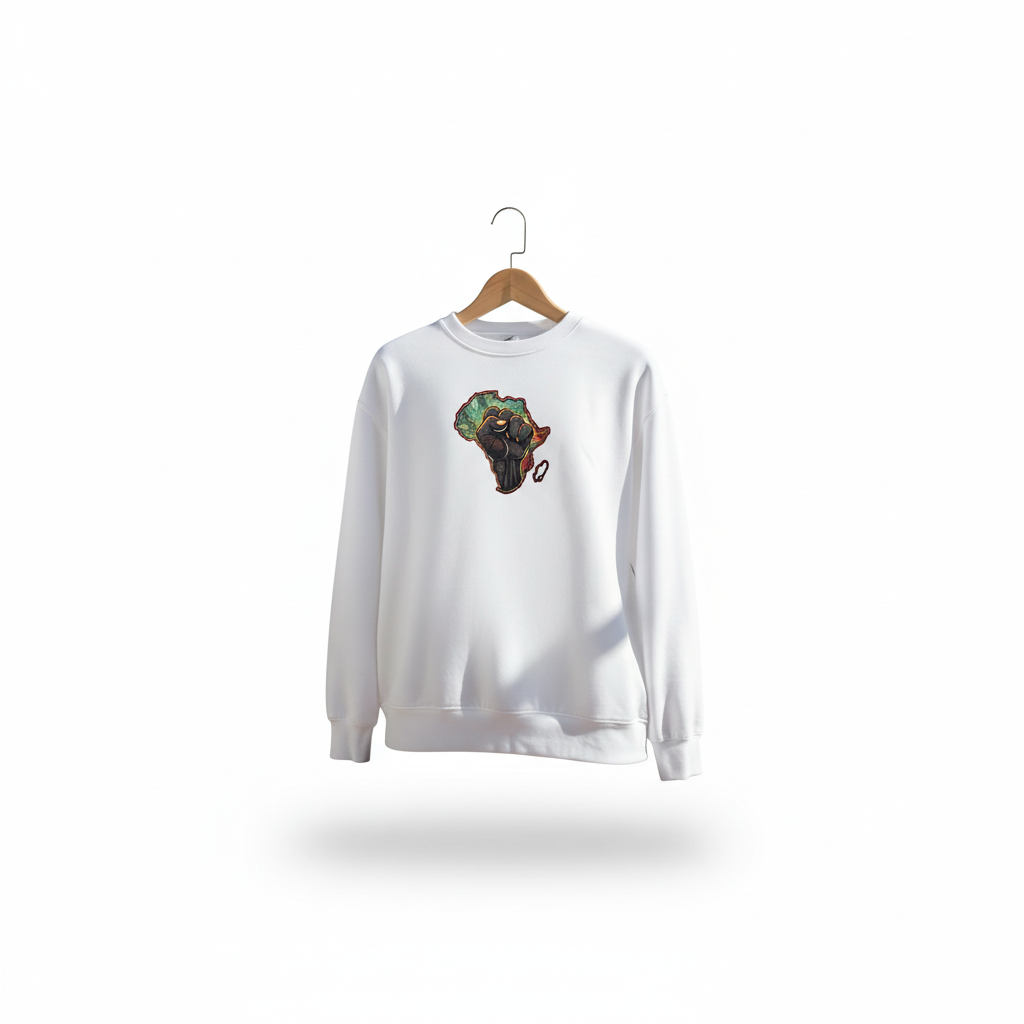 African Unity Fist — Embroidered Sweatshirt | Original EmbroMania Design