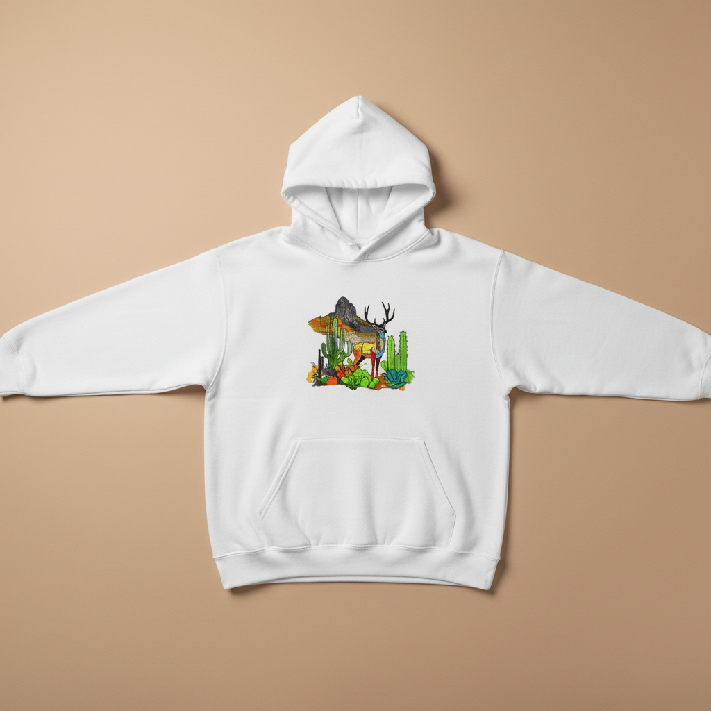 Alpine Desert Fusion — Premium Embroidered Hoodie | Original EmbroMania Design