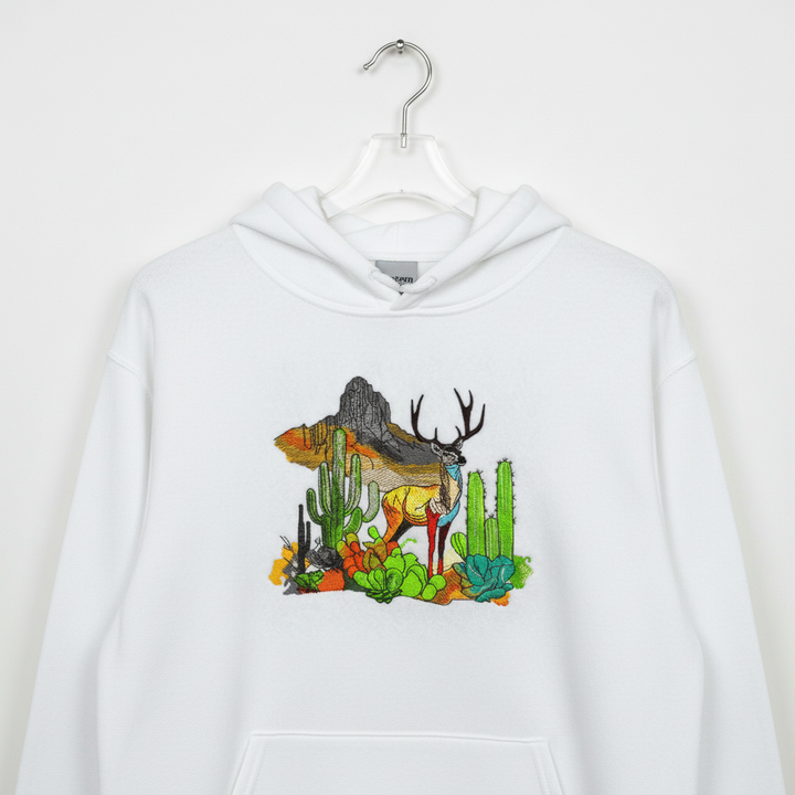 Alpine Desert Fusion — Premium Embroidered Hoodie | Original EmbroMania Design
