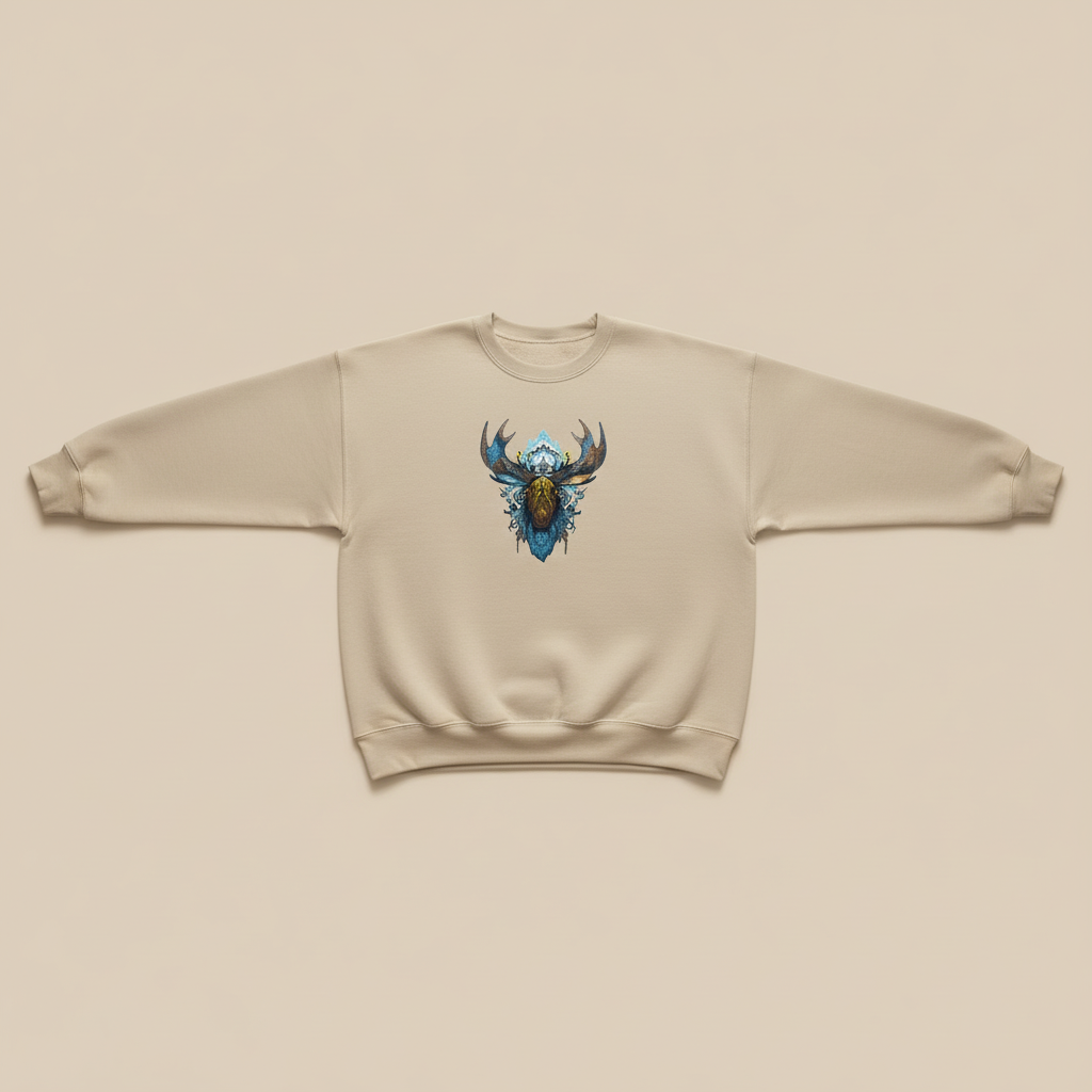 Arctic Majesty Moose — Premium Embroidered Sweatshirt | Original EmbroMania Design