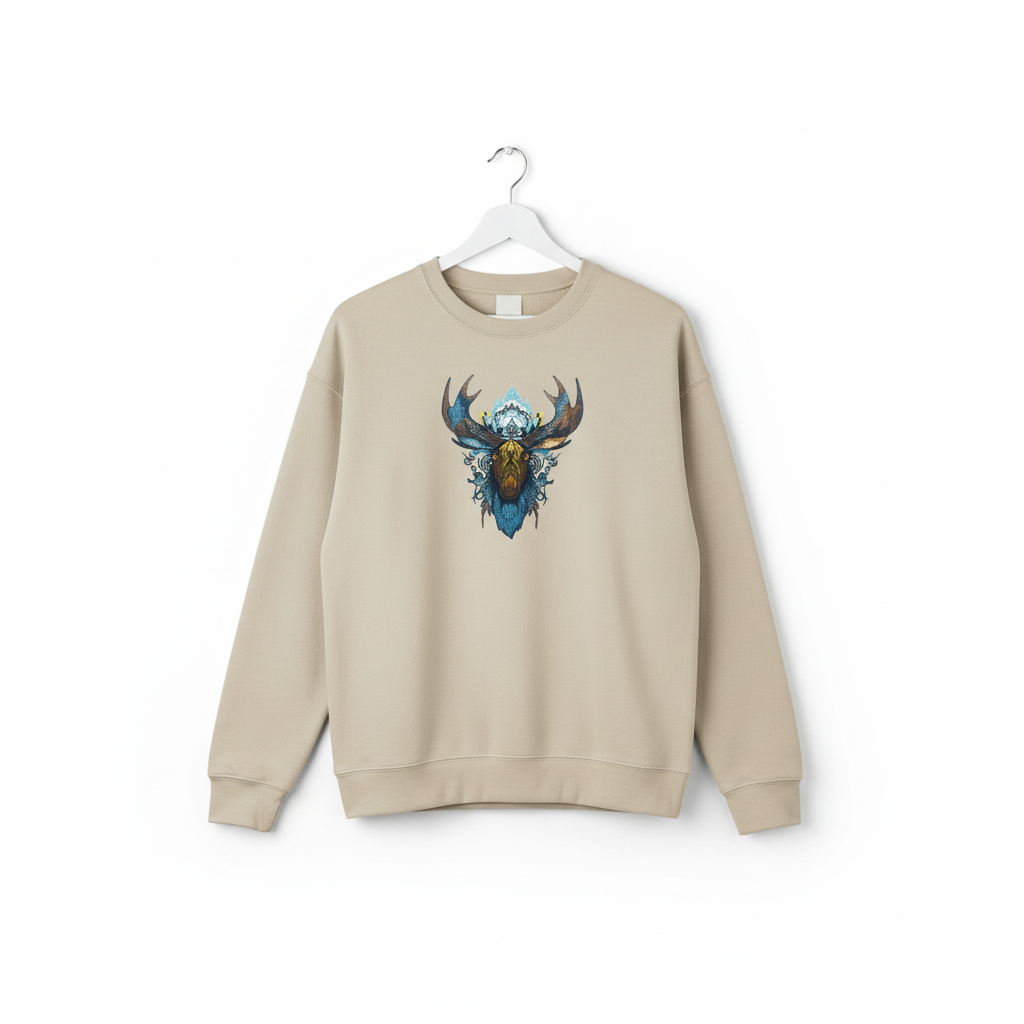 Arctic Majesty Moose — Premium Embroidered Sweatshirt | Original EmbroMania Design