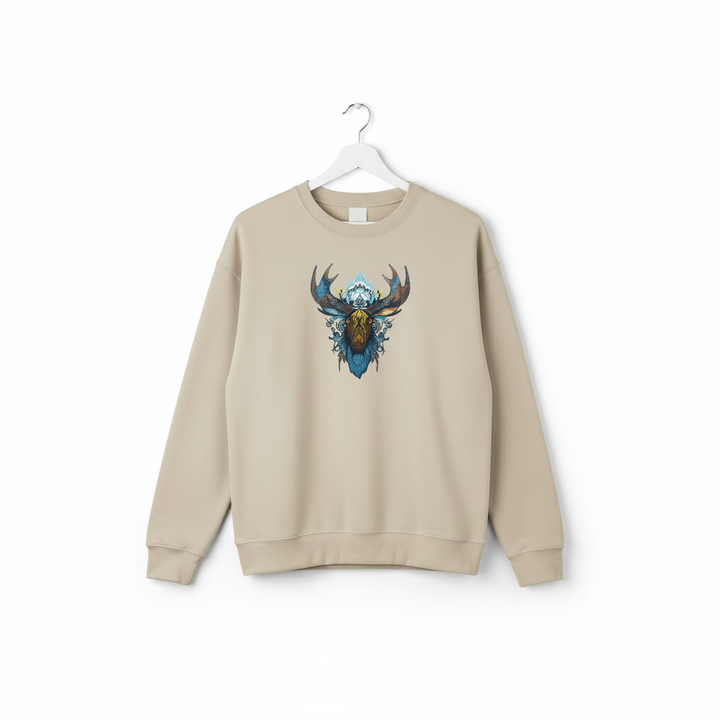 Arctic Majesty Moose — Premium Embroidered Sweatshirt | Original EmbroMania Design
