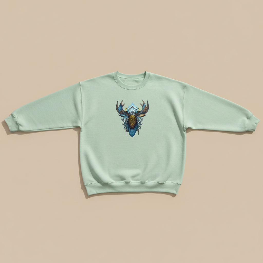 Arctic Majesty Moose — Premium Embroidered Sweatshirt | Original EmbroMania Design