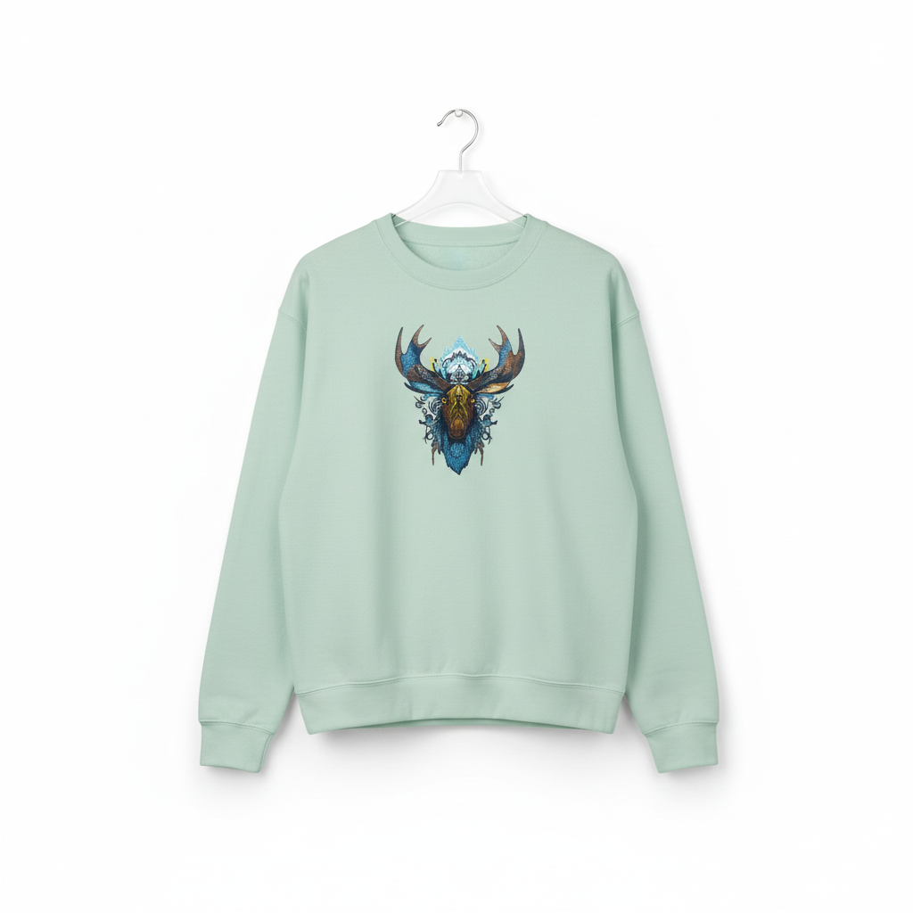 Arctic Majesty Moose — Premium Embroidered Sweatshirt | Original EmbroMania Design