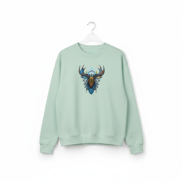 Arctic Majesty Moose — Premium Embroidered Sweatshirt | Original EmbroMania Design