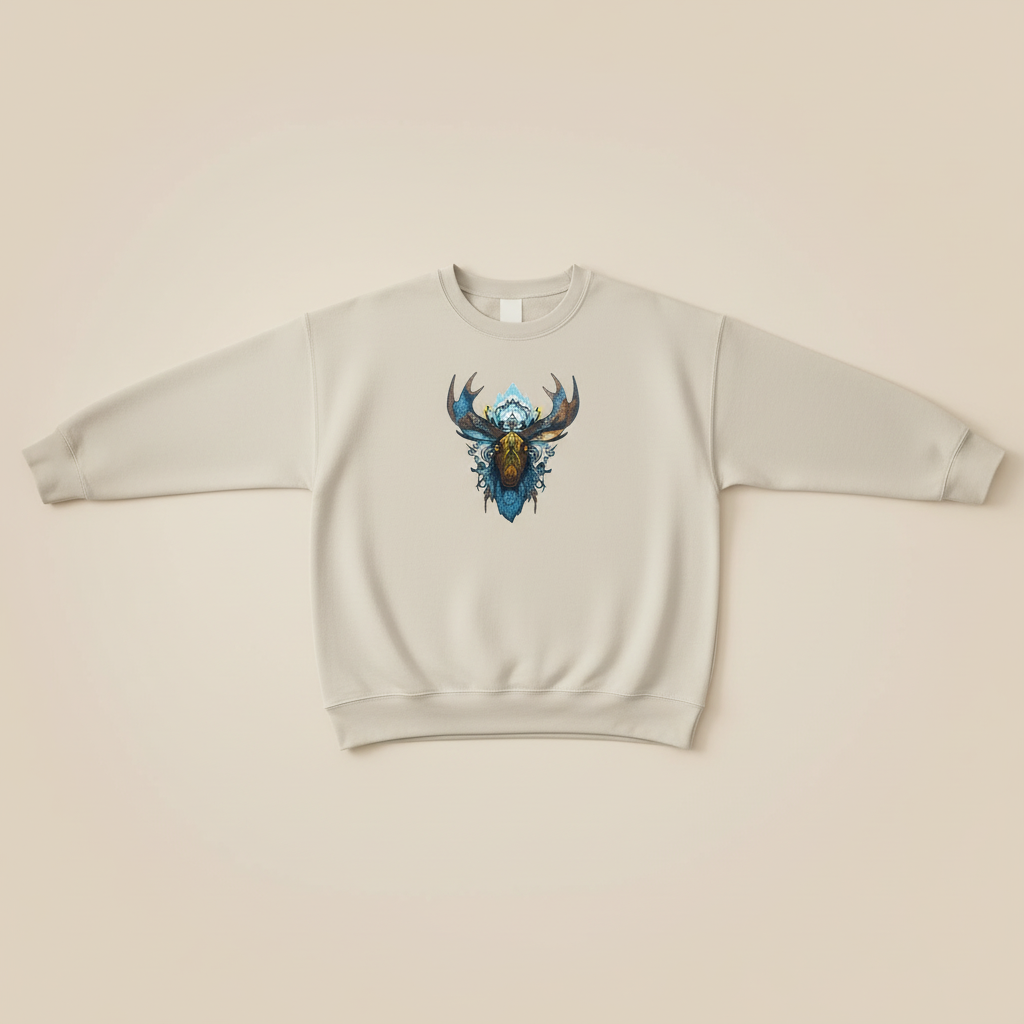 Arctic Majesty Moose — Premium Embroidered Sweatshirt | Original EmbroMania Design