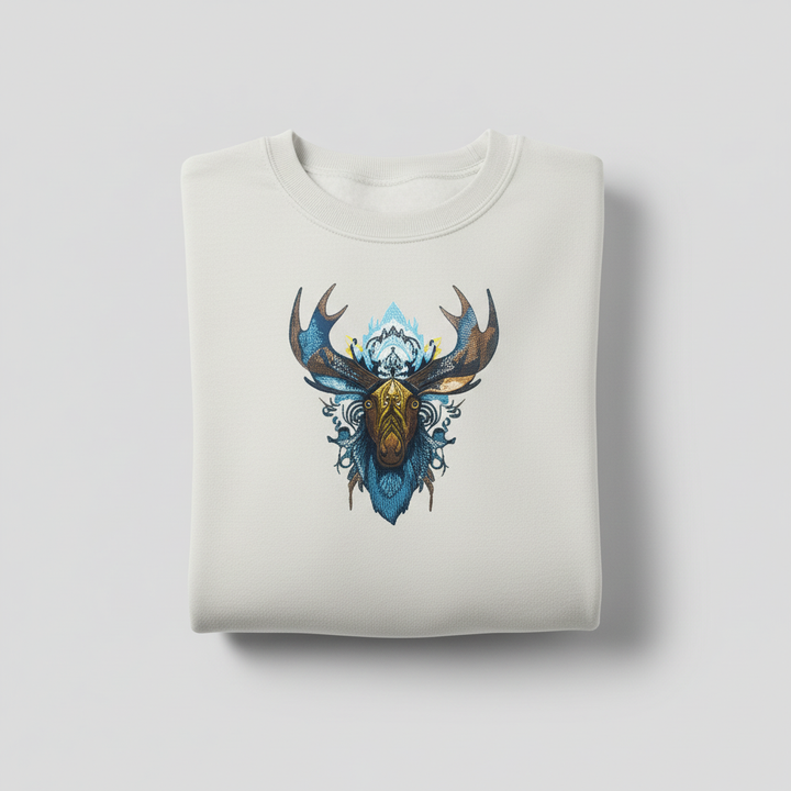 Arctic Majesty Moose — Premium Embroidered Sweatshirt | Original EmbroMania Design