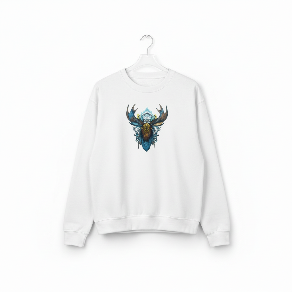 Arctic Majesty Moose — Premium Embroidered Sweatshirt | Original EmbroMania Design