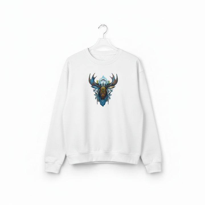 Arctic Majesty Moose — Premium Embroidered Sweatshirt | Original EmbroMania Design