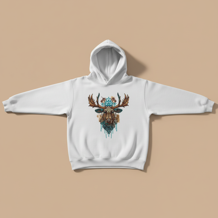 Artisan Tribal Moose — Premium Embroidered Hoodie | Original EmbroMania Design