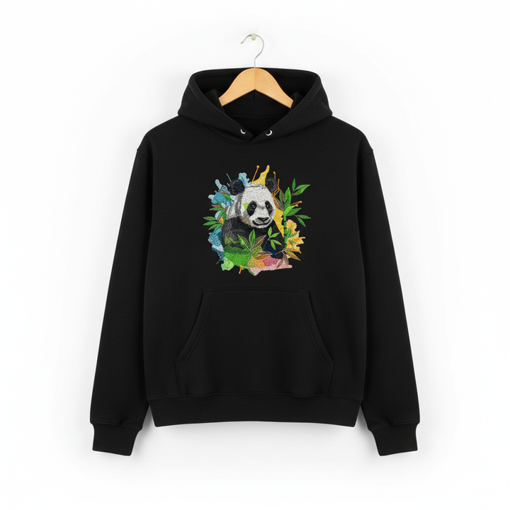Artistic Panda — Premium Embroidered Hoodie | Original EmbroMania Design