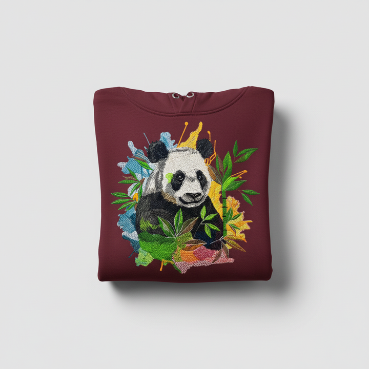 Artistic Panda — Premium Embroidered Hoodie | Original EmbroMania Design