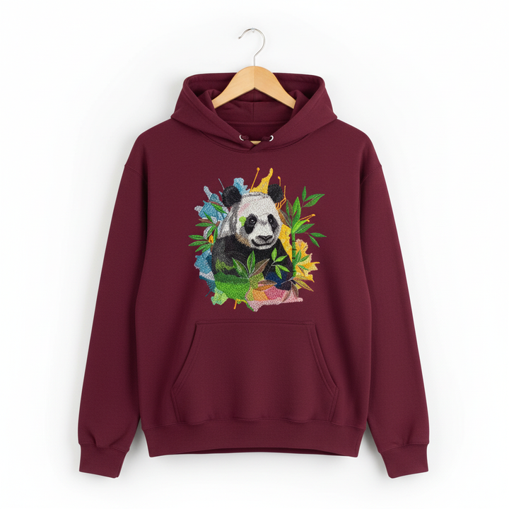 Artistic Panda — Premium Embroidered Hoodie | Original EmbroMania Design