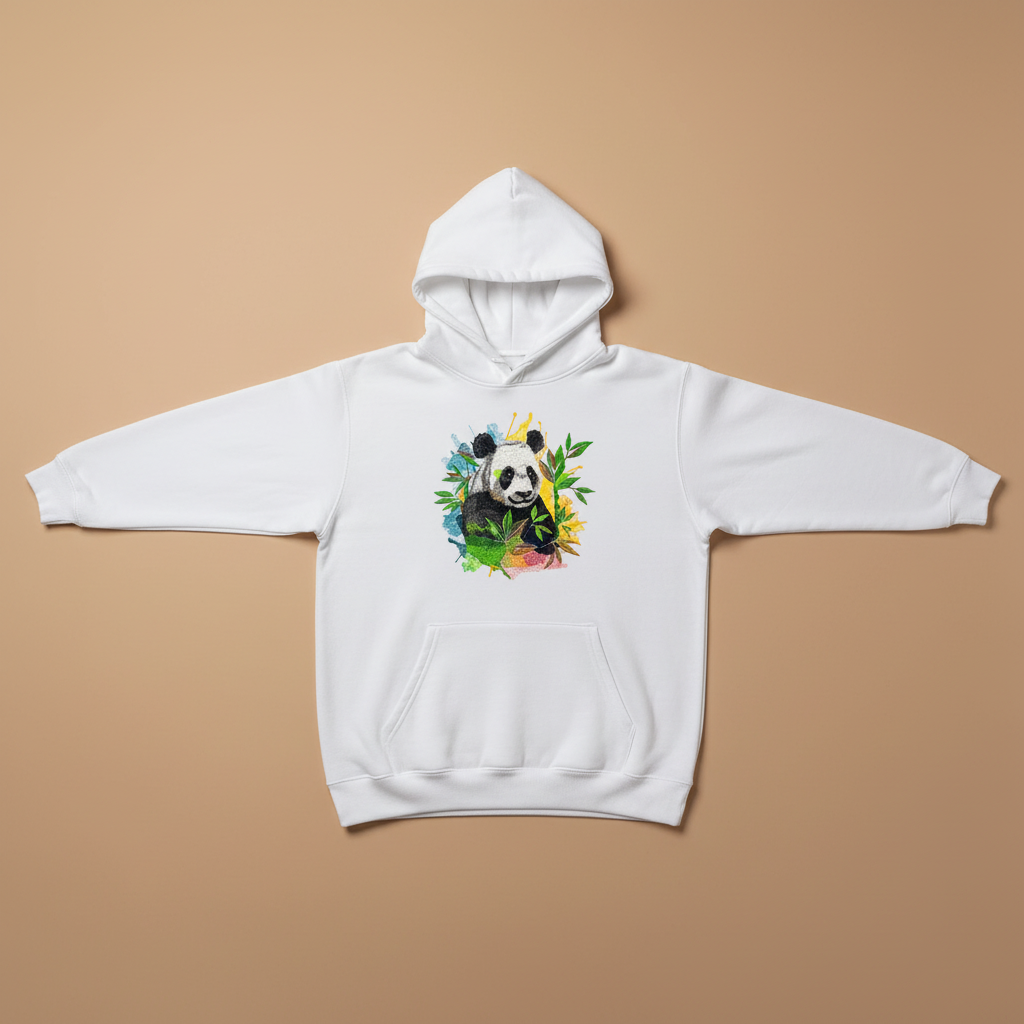 Artistic Panda — Premium Embroidered Hoodie | Original EmbroMania Design
