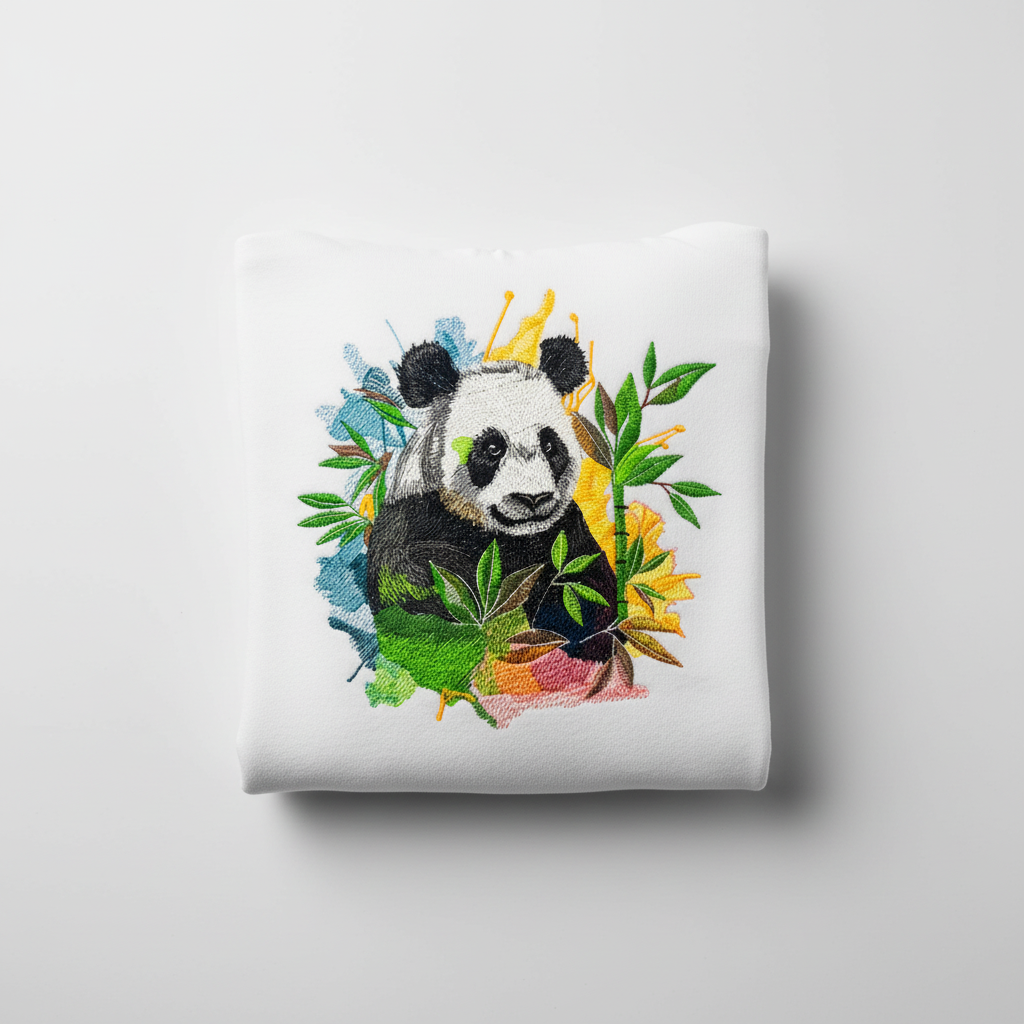 Artistic Panda — Premium Embroidered Hoodie | Original EmbroMania Design
