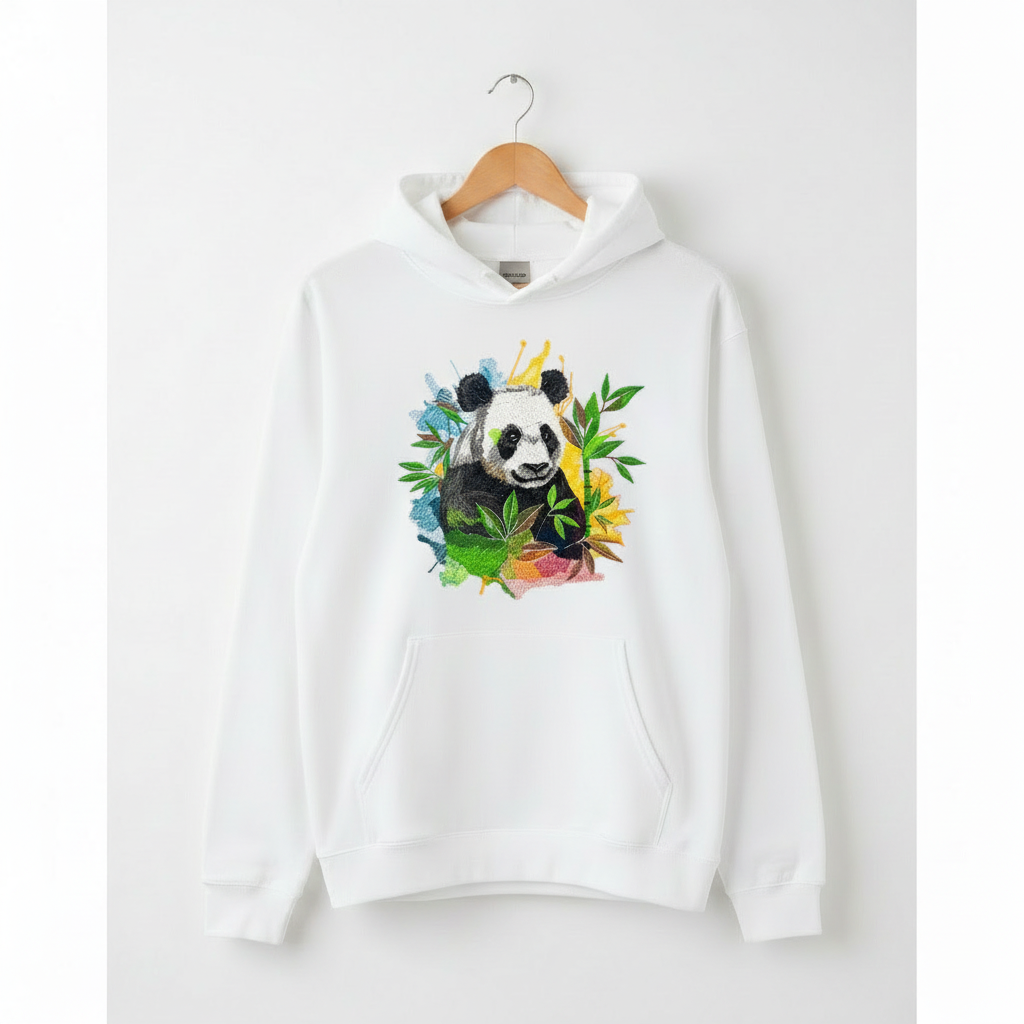 Artistic Panda — Premium Embroidered Hoodie | Original EmbroMania Design