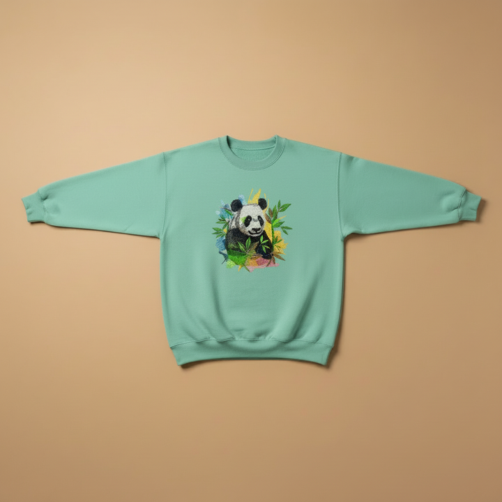 Vivid Panda Bamboo — Premium Embroidered Unisex Crewneck | Original EmbroMania Design