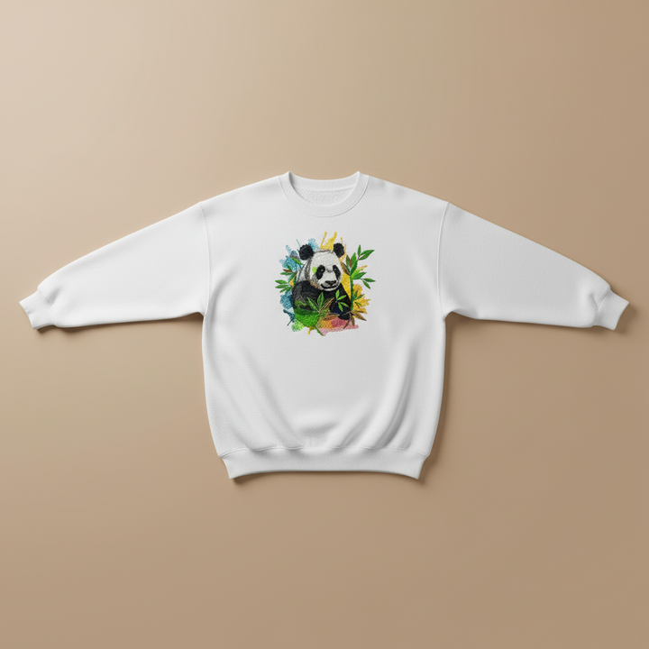 Vivid Panda Bamboo — Premium Embroidered Unisex Crewneck | Original EmbroMania Design