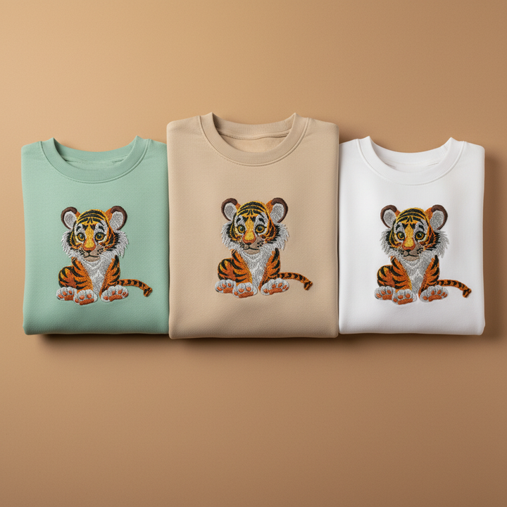 Baby Tiger — Premium Embroidered Sweatshirt | Original EmbroMania Design