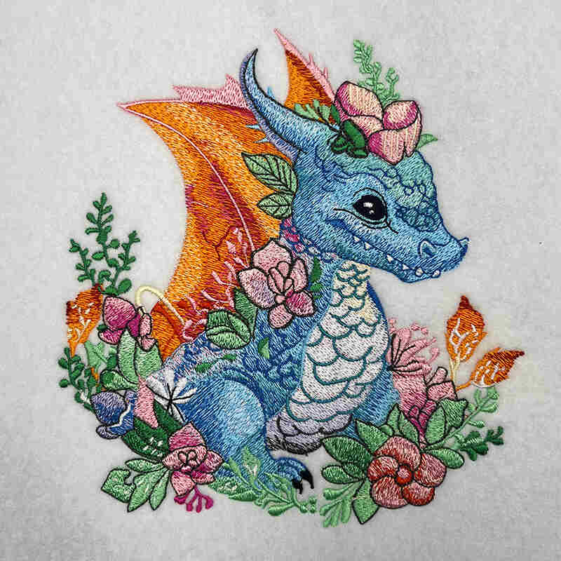 Mythical Spring Dragon & Floral Embroidered Hoodie – Organic Cotton, Inclusive Sizes 🌸🐉 Support Small Biz