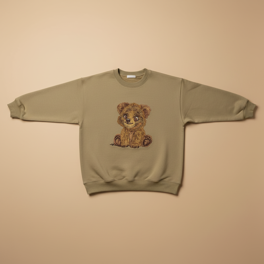 Baby Brown Bear — Premium Embroidered Sweatshirt | Original EmbroMania Design