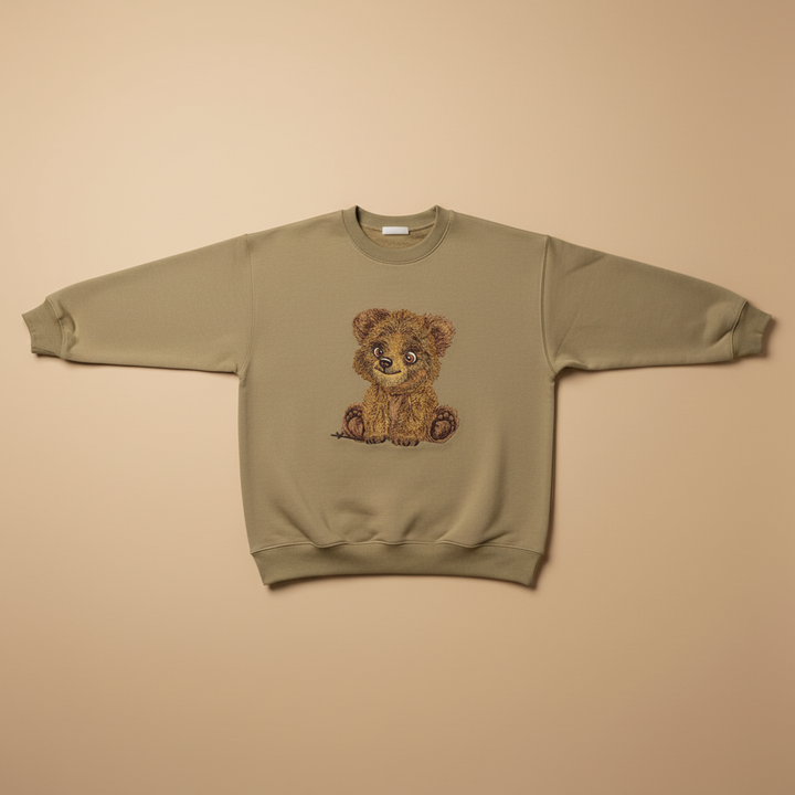 Baby Brown Bear — Premium Embroidered Sweatshirt | Original EmbroMania Design