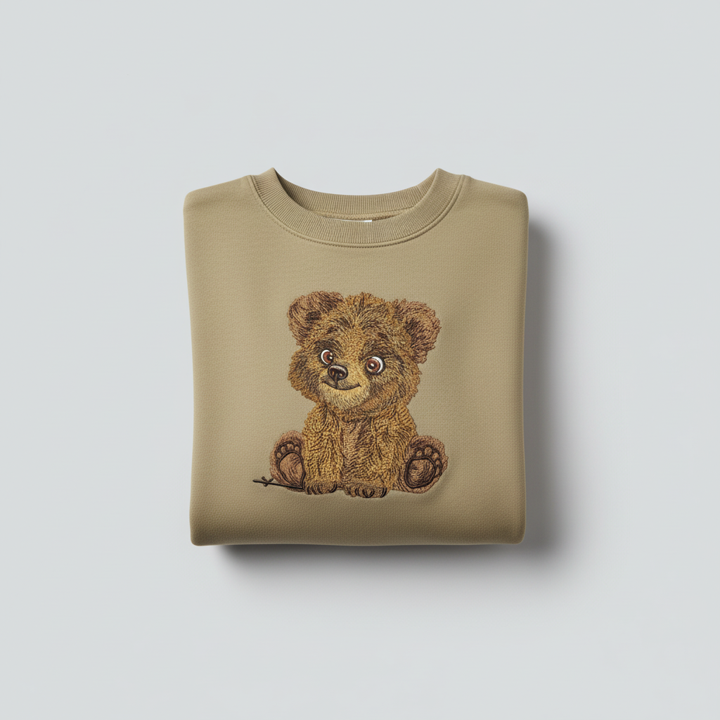 Baby Brown Bear — Premium Embroidered Sweatshirt | Original EmbroMania Design