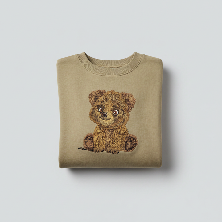 Baby Brown Bear — Premium Embroidered Sweatshirt | Original EmbroMania Design