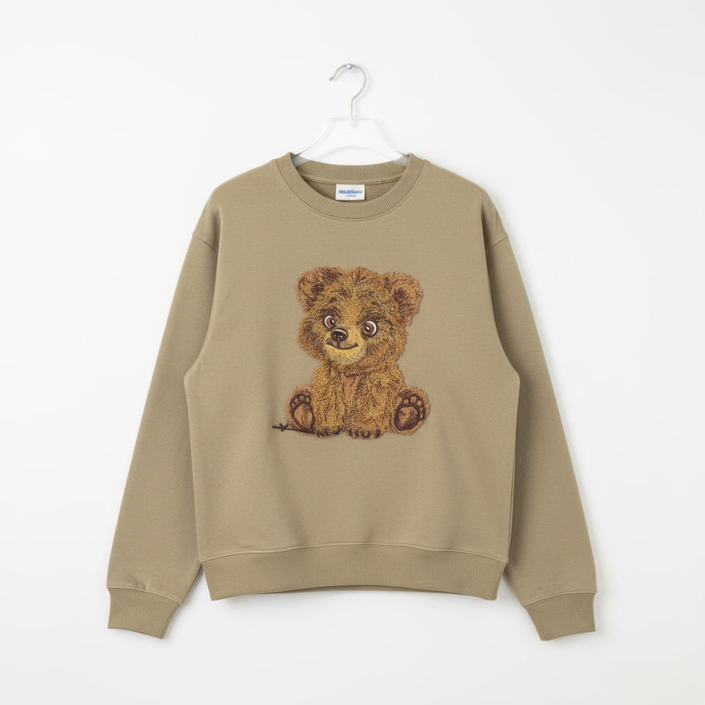 Baby Brown Bear — Premium Embroidered Sweatshirt | Original EmbroMania Design