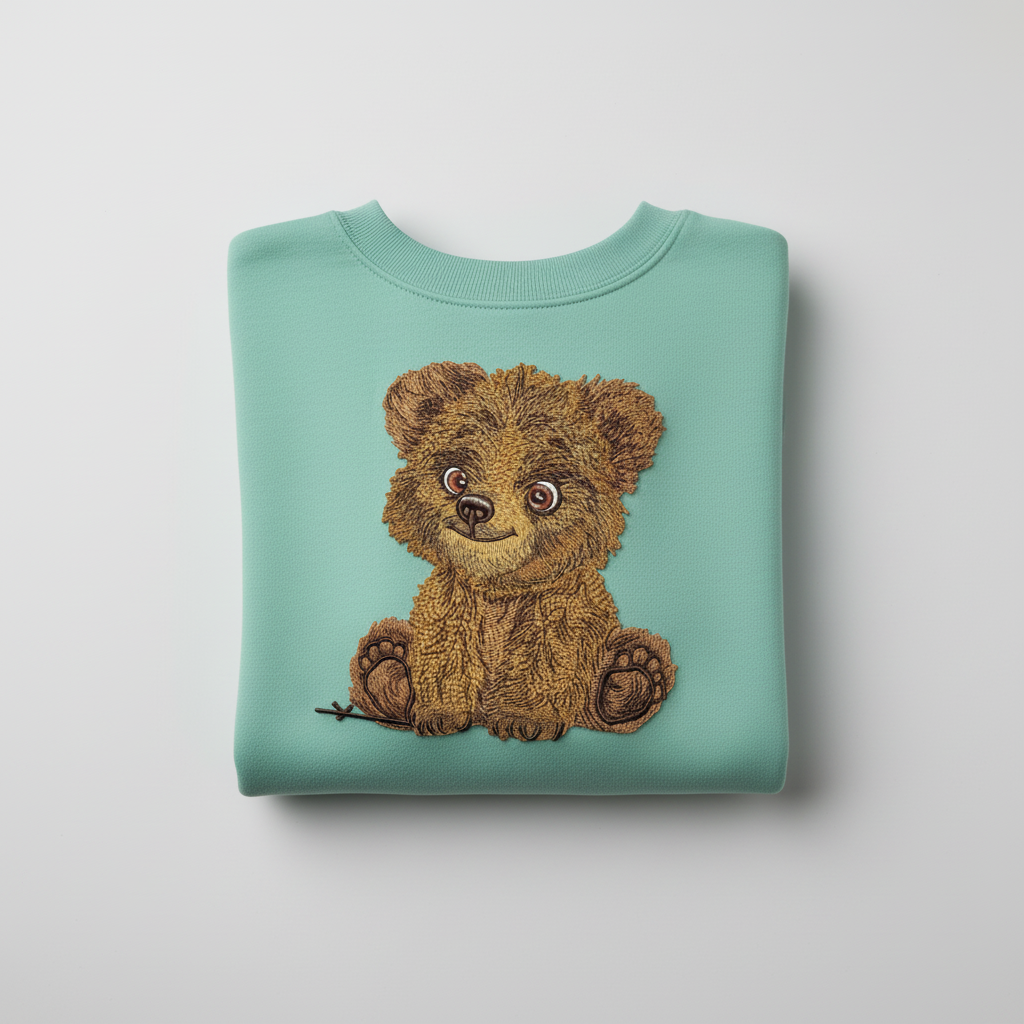 Baby Brown Bear — Premium Embroidered Sweatshirt | Original EmbroMania Design