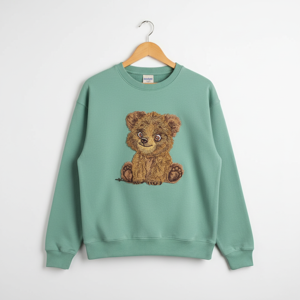 Baby Brown Bear — Premium Embroidered Sweatshirt | Original EmbroMania Design