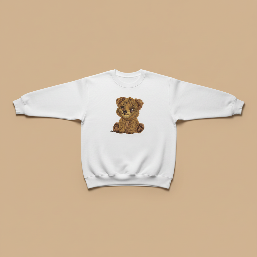 Baby Brown Bear — Premium Embroidered Sweatshirt | Original EmbroMania Design