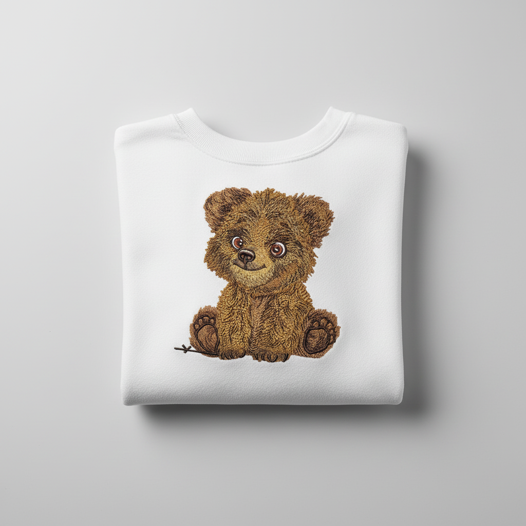 Baby Brown Bear — Premium Embroidered Sweatshirt | Original EmbroMania Design