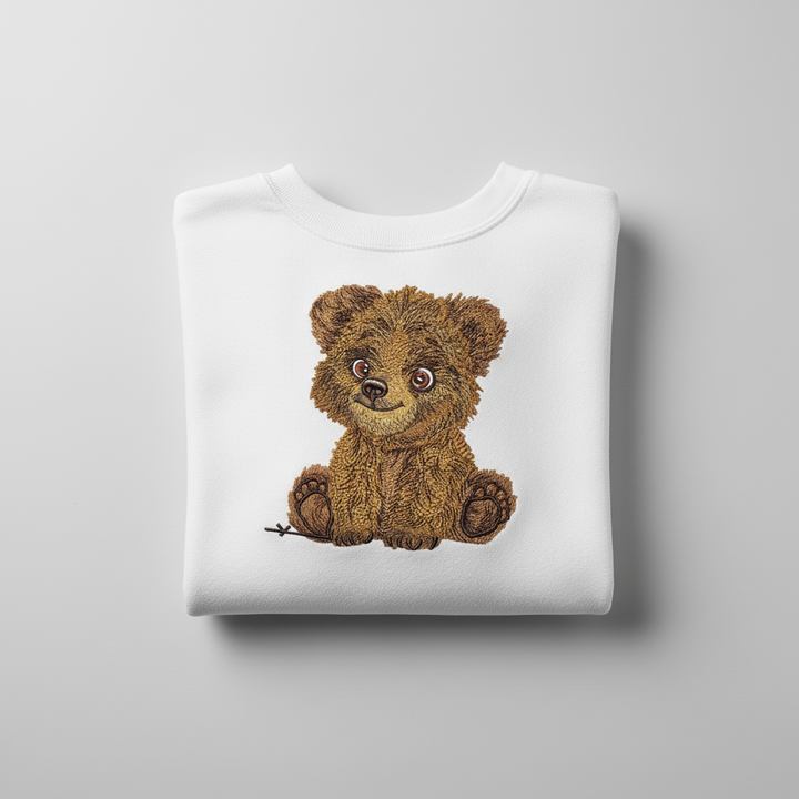 Baby Brown Bear — Premium Embroidered Sweatshirt | Original EmbroMania Design